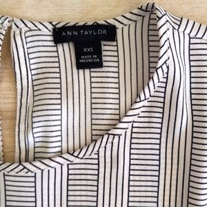 ANN TAYLOR Blouse, Long Sleeve, Tie Back, White and Black Strip, Like New!